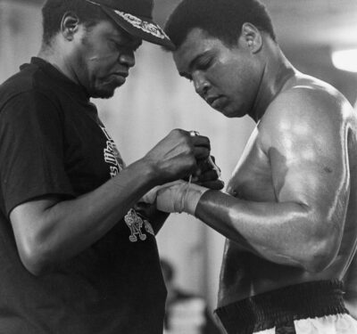 Drew Bundini Brown and Muhammad Ali at Deer Lake training camp in 1978.